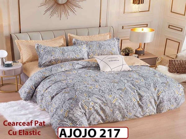 Lenjerie din finet 6 piese si cearceaf cu Elastic - AJOJO217 Lenjerie din finet 6 piese si cearceaf cu Elastic - AJOJO217