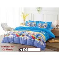 Lenjerie din finet 6 piese si cearceaf cu Elastic - KT01