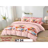 Lenjerie din finet 6 piese si cearceaf cu Elastic - KT04