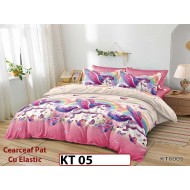 Lenjerie din finet 6 piese si cearceaf cu Elastic - KT05