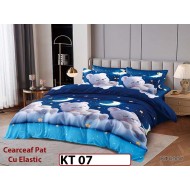 Lenjerie din finet 6 piese si cearceaf cu Elastic - KT07