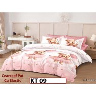 Lenjerie din finet 6 piese si cearceaf cu Elastic - KT09