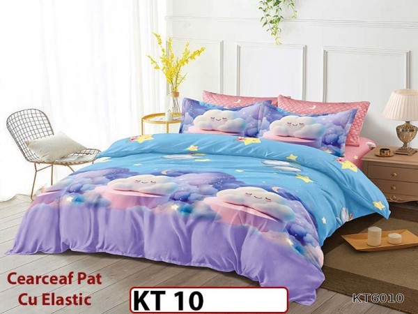 Lenjerie din finet 6 piese si cearceaf cu Elastic - KT10