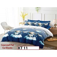Lenjerie din finet 6 piese si cearceaf cu Elastic - KT11