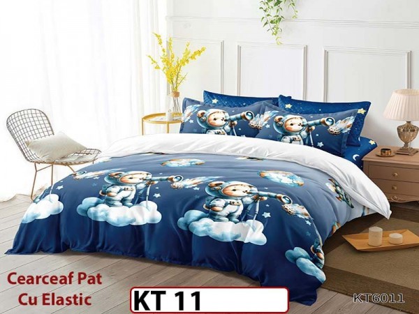 Lenjerie din finet 6 piese si cearceaf cu Elastic - KT11 Lenjerie din finet 6 piese si cearceaf cu Elastic - KT11