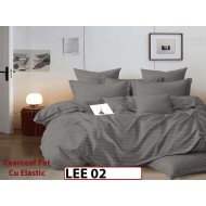 Lenjerie din damasc finet cu 6 piese, cearceaf cu elastic - LEE02
