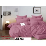 Lenjerie din damasc finet cu 6 piese, cearceaf cu elastic - LEE03