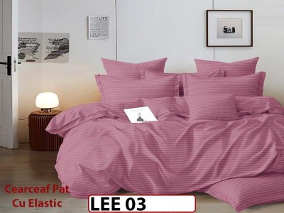 Lenjerie din damasc finet cu 6 piese, cearceaf cu elastic - LEE03