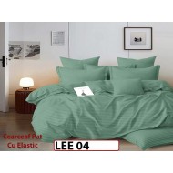 Lenjerie din damasc finet cu 6 piese, cearceaf cu elastic - LEE04