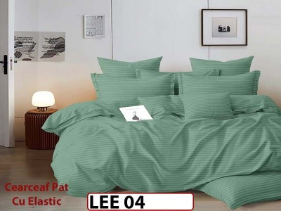 Lenjerie din damasc finet cu 6 piese, cearceaf cu elastic - LEE04