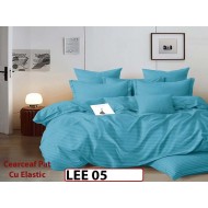 Lenjerie din damasc finet cu 6 piese, cearceaf cu elastic - LEE05