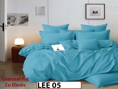 Lenjerie din damasc finet cu 6 piese, cearceaf cu elastic - LEE05