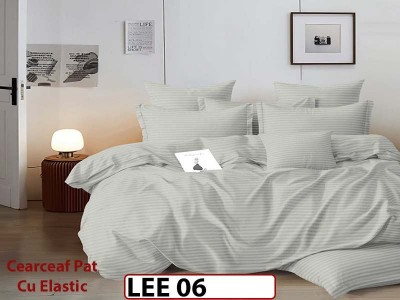 Lenjerie din damasc finet cu 6 piese, cearceaf cu elastic - LEE06