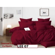 Lenjerie din damasc finet cu 6 piese, cearceaf cu elastic - LEE07