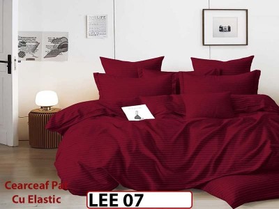 Lenjerie din damasc finet cu 6 piese, cearceaf cu elastic - LEE07