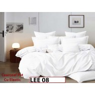 Lenjerie din damasc finet cu 6 piese, cearceaf cu elastic - LEE08