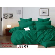 Lenjerie din damasc finet cu 6 piese, cearceaf cu elastic - LEE09