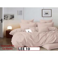 Lenjerie din damasc finet cu 6 piese, cearceaf cu elastic - LEE10
