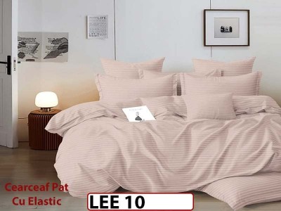 Lenjerie din damasc finet cu 6 piese, cearceaf cu elastic - LEE10