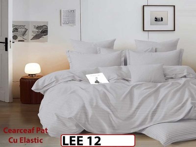 Lenjerie din damasc finet cu 6 piese, cearceaf cu elastic - LEE12