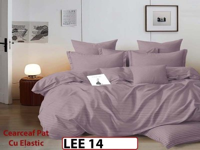 Lenjerie din damasc finet cu 6 piese, cearceaf cu elastic - LEE14