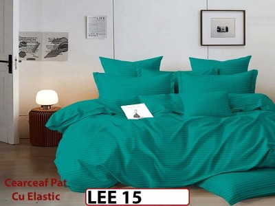 Lenjerie din damasc finet cu 6 piese, cearceaf cu elastic - LEE15