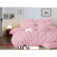 Lenjerie din damasc finet cu 6 piese, cearceaf cu elastic - LEE16