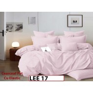 Lenjerie din damasc finet cu 6 piese, cearceaf cu elastic - LEE17