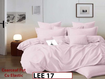 Lenjerie din damasc finet cu 6 piese, cearceaf cu elastic - LEE17