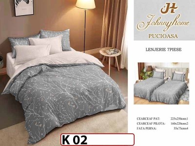 Lenjerie din bumbac Satinat 7 piese cu Doua Pilote - K02 Lenjerie din bumbac Satinat 7 piese cu Doua Pilote - K02