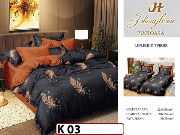 Lenjerie din bumbac Satinat 7 piese cu Doua Pilote - K03