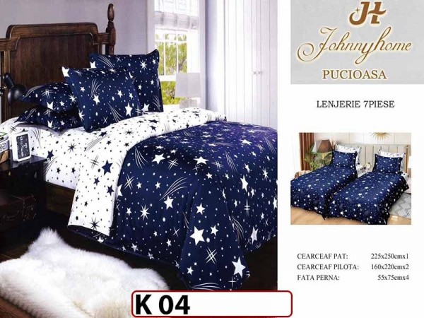 Lenjerie din bumbac Satinat 7 piese cu Doua Pilote - K04