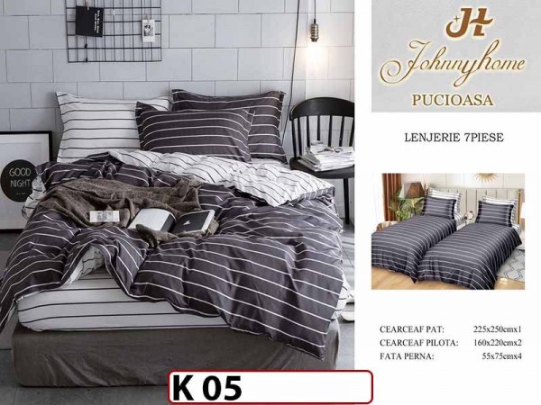 Lenjerie din bumbac Satinat 7 piese cu Doua Pilote - K05