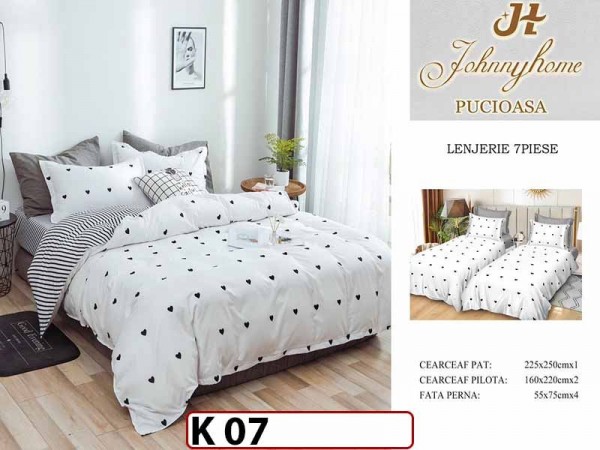 Lenjerie din bumbac Satinat 7 piese cu Doua Pilote - K07
