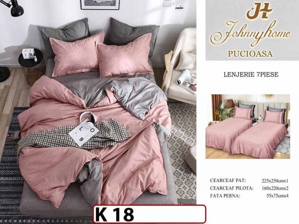 Lenjerie din bumbac Satinat 7 piese cu Doua Pilote - K18
