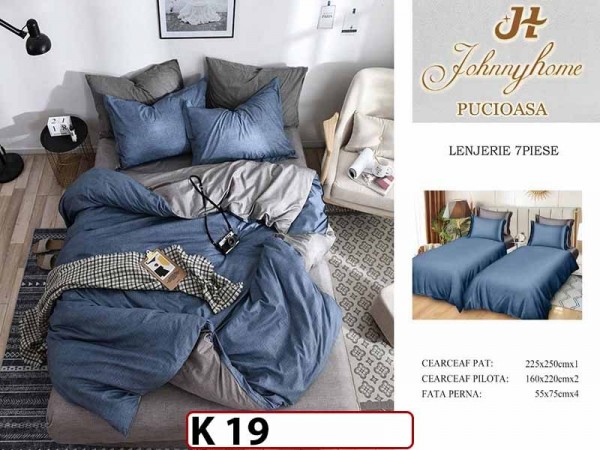 Lenjerie din bumbac Satinat 7 piese cu Doua Pilote - K19