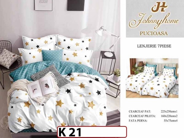 Lenjerie din bumbac Satinat 7 piese cu Doua Pilote - K21