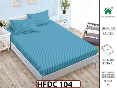 Husa de Pat din Finet + 2 Fete de Perne - Saltea 140x200 - Pat 2 Persoane -HFDC104 Husa de Pat din Finet + 2 Fete de Perne - Saltea 140x200 - Pat 2 Persoane -HFDC104