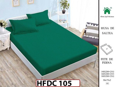 Husa de Pat din Finet + 2 Fete de Perne - Saltea 140x200 - Pat 2 Persoane -HFDC105 Husa de Pat din Finet + 2 Fete de Perne - Saltea 140x200 - Pat 2 Persoane -HFDC105