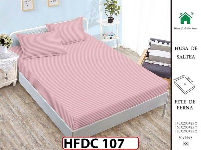 Husa de Pat din Finet + 2 Fete de Perne - Saltea 140x200 - Pat 2 Persoane -HFDC107 Husa de Pat din Finet + 2 Fete de Perne - Saltea 140x200 - Pat 2 Persoane -HFDC107