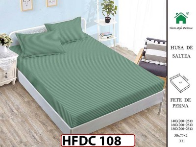 Husa de Pat din Finet + 2 Fete de Perne - Saltea 140x200 - Pat 2 Persoane -HFDC108 Husa de Pat din Finet + 2 Fete de Perne - Saltea 140x200 - Pat 2 Persoane -HFDC108