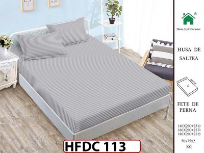 Husa de Pat din Finet + 2 Fete de Perne - Saltea 140x200 - Pat 2 Persoane -HFDC113 Husa de Pat din Finet + 2 Fete de Perne - Saltea 140x200 - Pat 2 Persoane -HFDC113