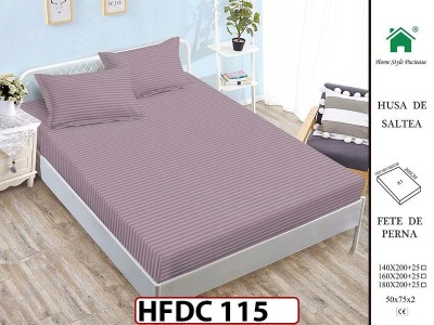 Husa de Pat din Finet + 2 Fete de Perne - Saltea 140x200 - Pat 2 Persoane -HFDC115 Husa de Pat din Finet + 2 Fete de Perne - Saltea 140x200 - Pat 2 Persoane -HFDC115