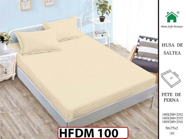 Husa de Pat din Finet + 2 Fete de Perne - Saltea 160x200 - Pat 2 Persoane - HFDM100
