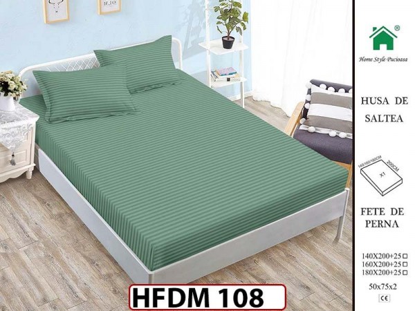 Husa de Pat din Finet + 2 Fete de Perne - Saltea 160x200 - Pat 2 Persoane - HFDM108 Husa de Pat din Finet + 2 Fete de Perne - Saltea 160x200 - Pat 2 Persoane - HFDM108