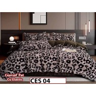 Lenjerie pentru pat dublu pufoasa din Blanita artificiala Tip Iepure din 6 piese - CES 04