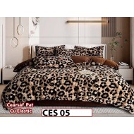 Lenjerie pentru pat dublu pufoasa din Blanita artificiala Tip Iepure din 6 piese - CES 05