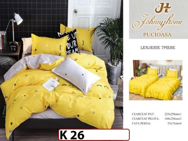 Lenjerie din bumbac Satinat 7 piese cu Doua Pilote - K26