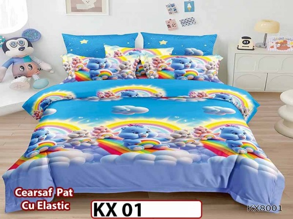 Lenjerie din finet 4 piese 1 Persoana Cearceaf cu Elastec - KX 01 Lenjerie din finet 4 piese 1 Persoana Cearceaf cu Elastec - KX 01