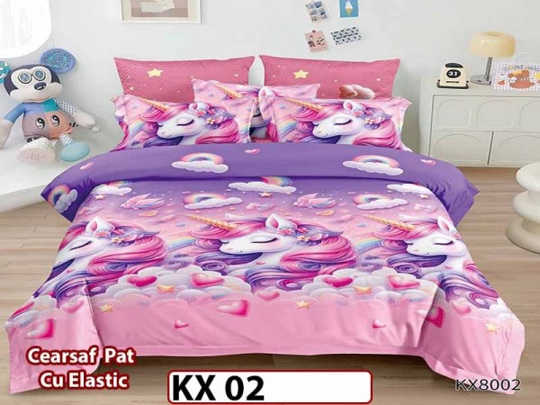 Lenjerie din finet 4 piese 1 Persoana Cearceaf cu Elastec - KX 02 Lenjerie din finet 4 piese 1 Persoana Cearceaf cu Elastec - KX 02